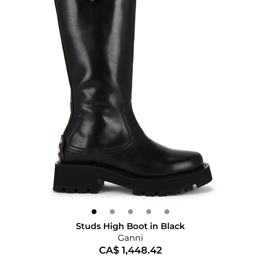 Ganni Black Leather Tall Boots